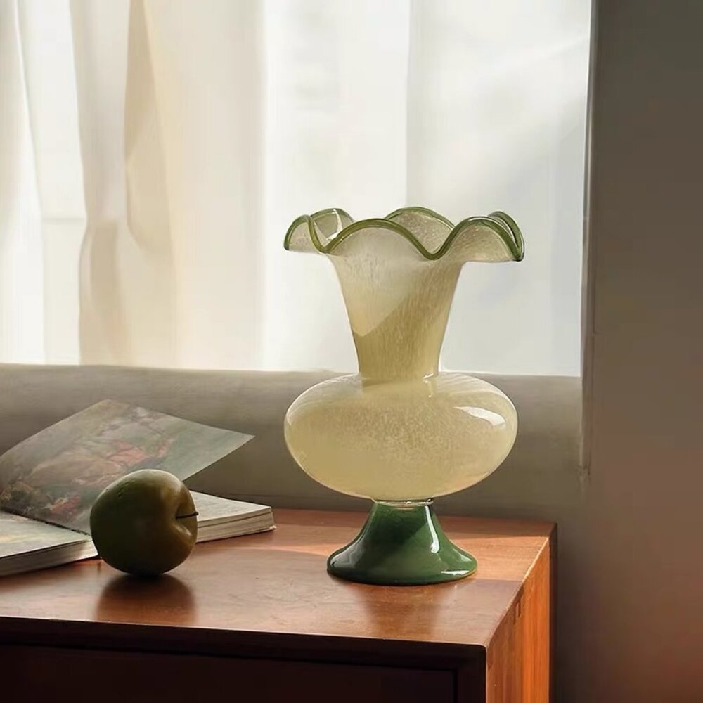 Classic Green Pedestal Glass Vase